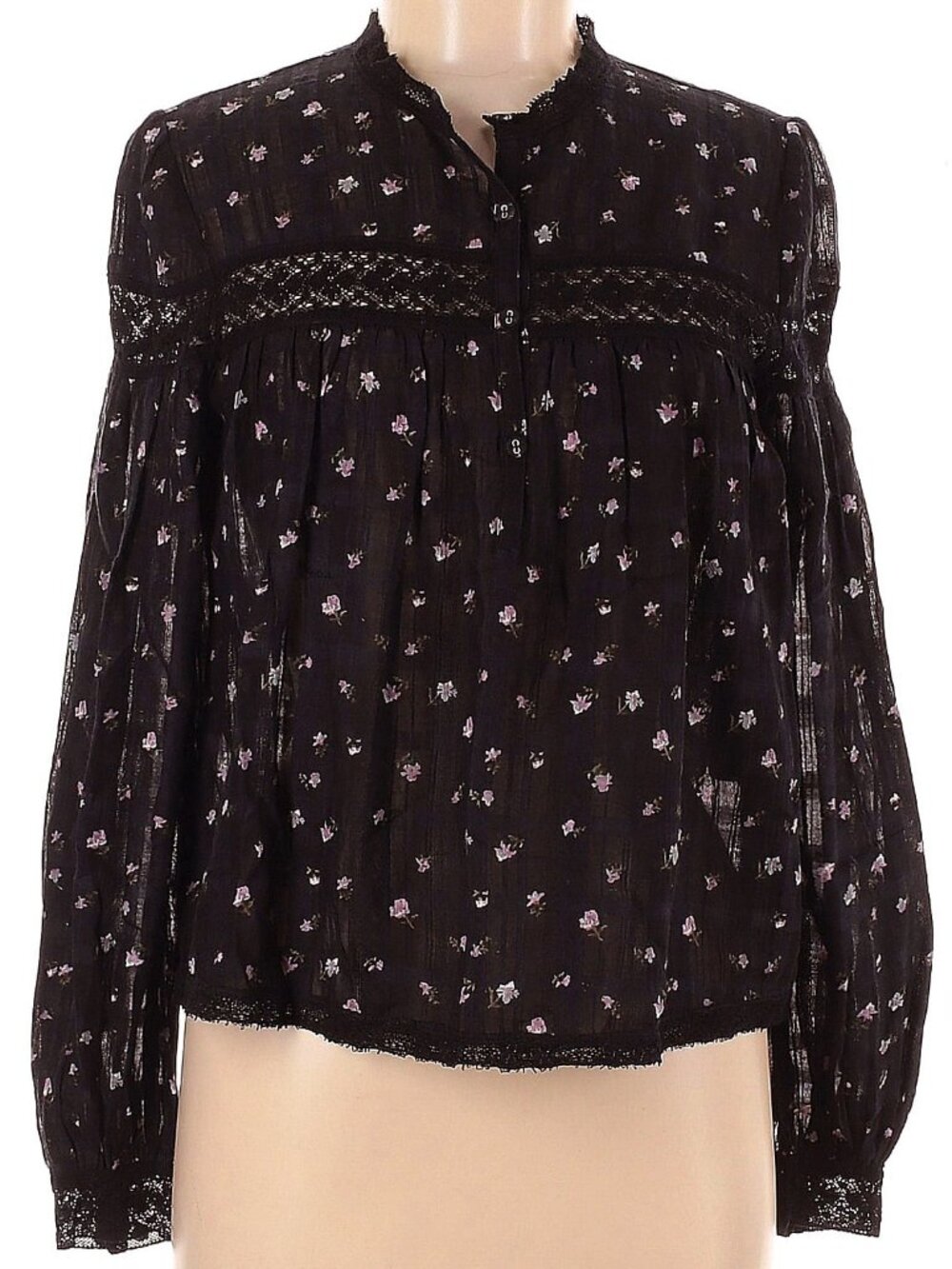 New Saylor Embroidered Gauzy Floral Blouse Small